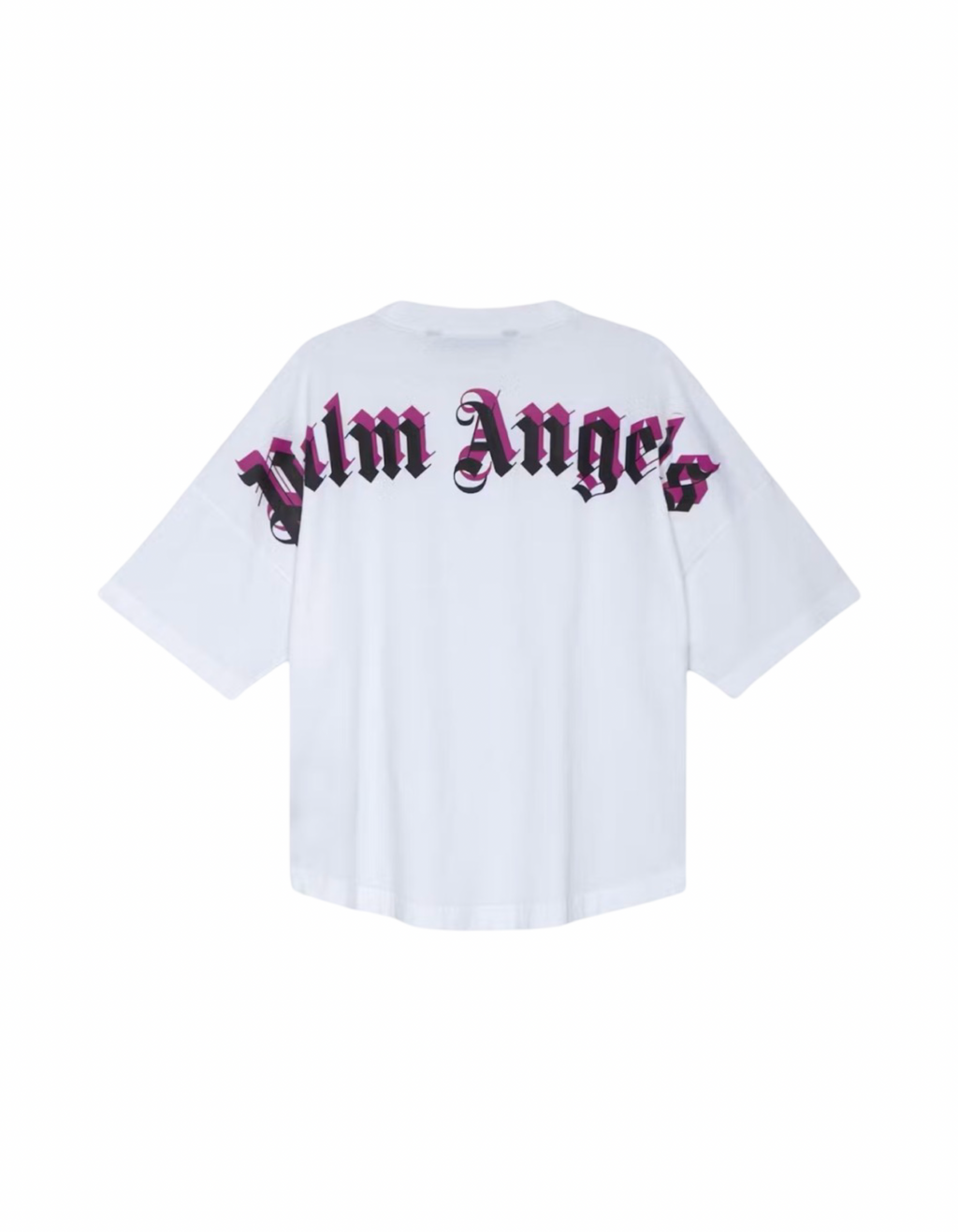 Palm Angels Allover Logo Tee White Fuchsia