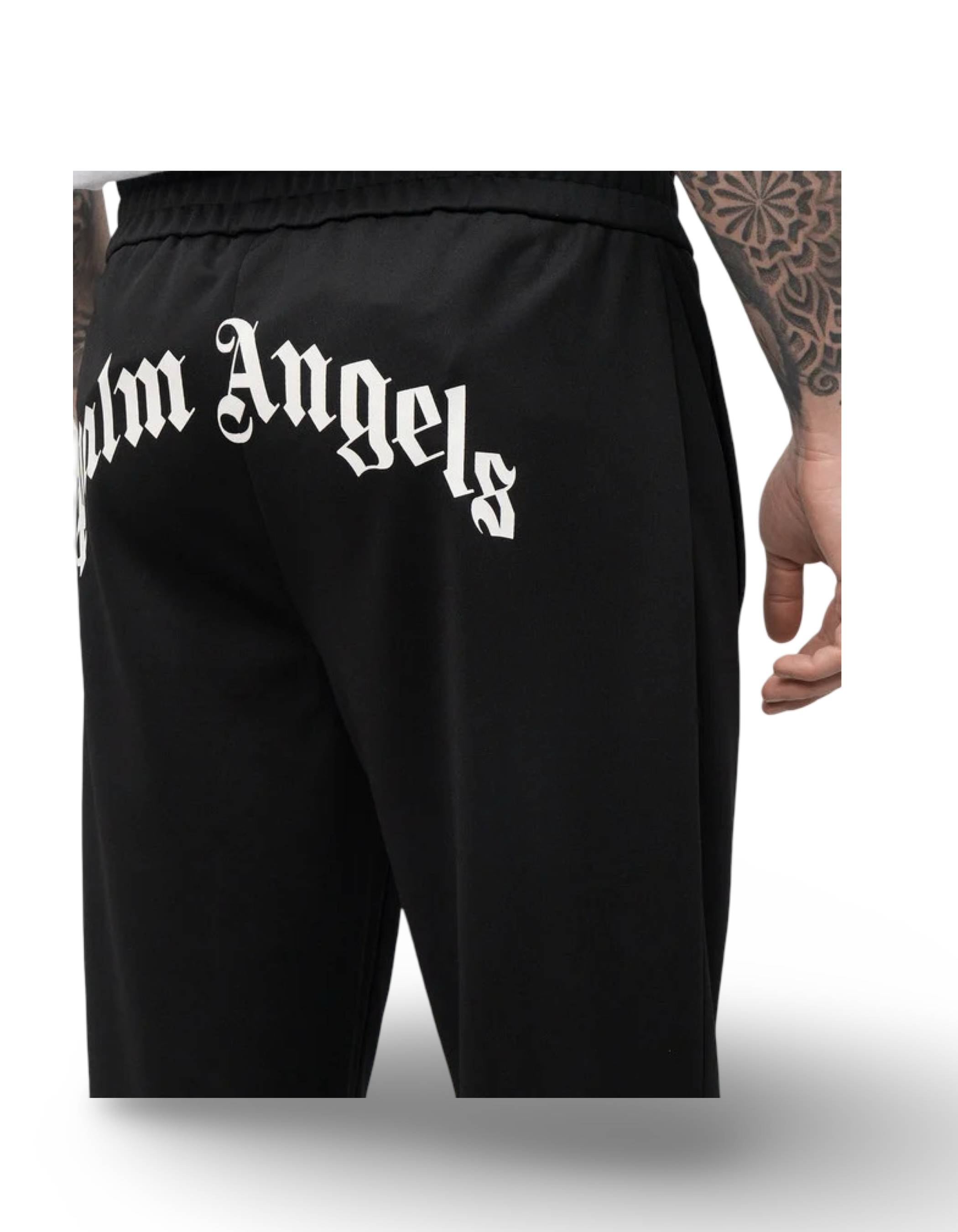 Palm Angels Curved Black Logo Track Pants
