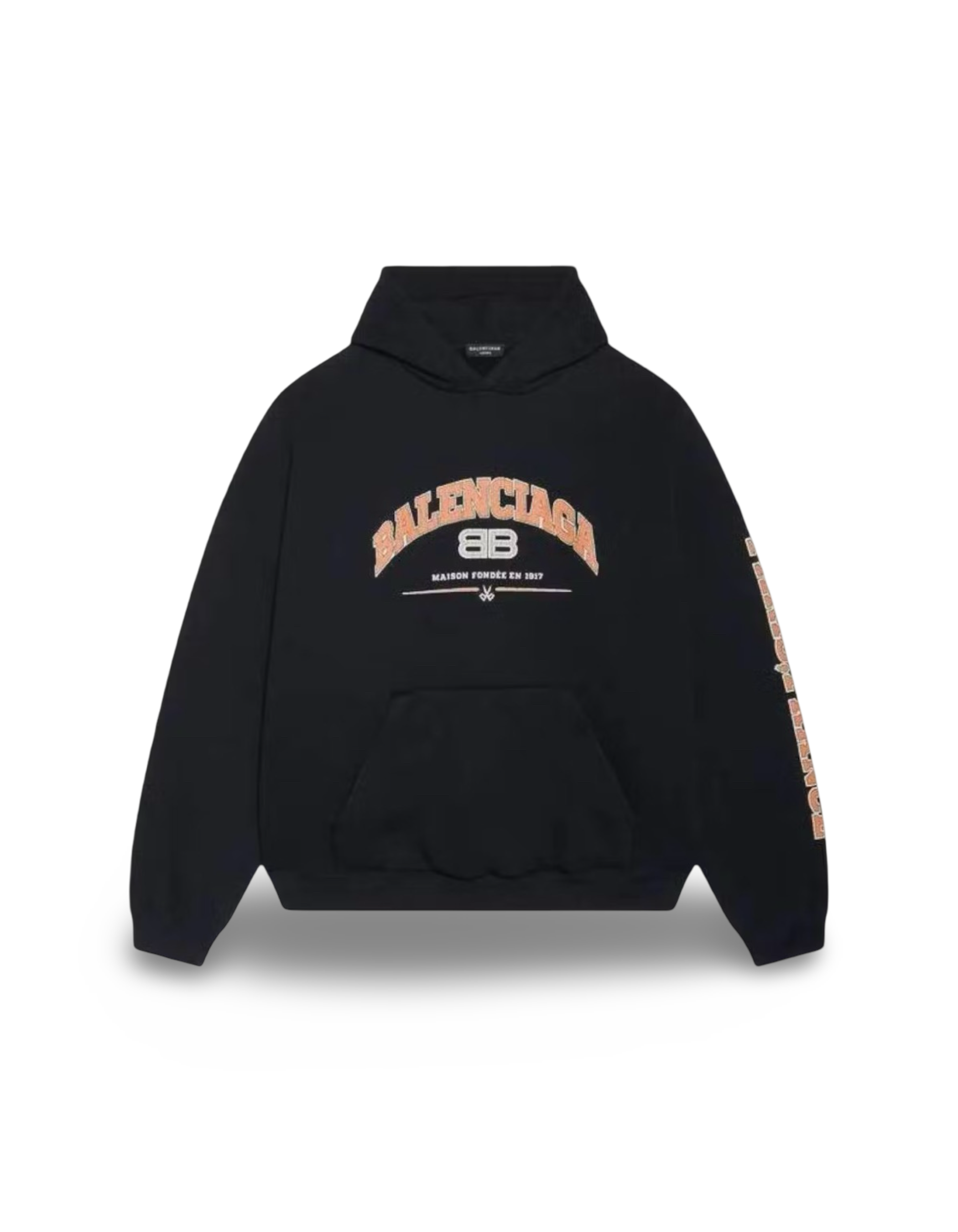 Balenciaga Maison Logo Black/Orange Hoodie